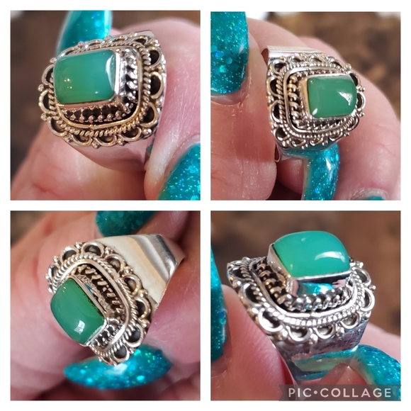 Genuine Green Onyx Ring Size 8 - Picture 5 of 8